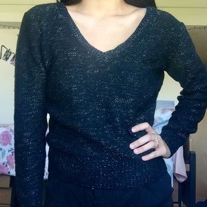 ✨francesca’s gold threaded v neck sweater✨